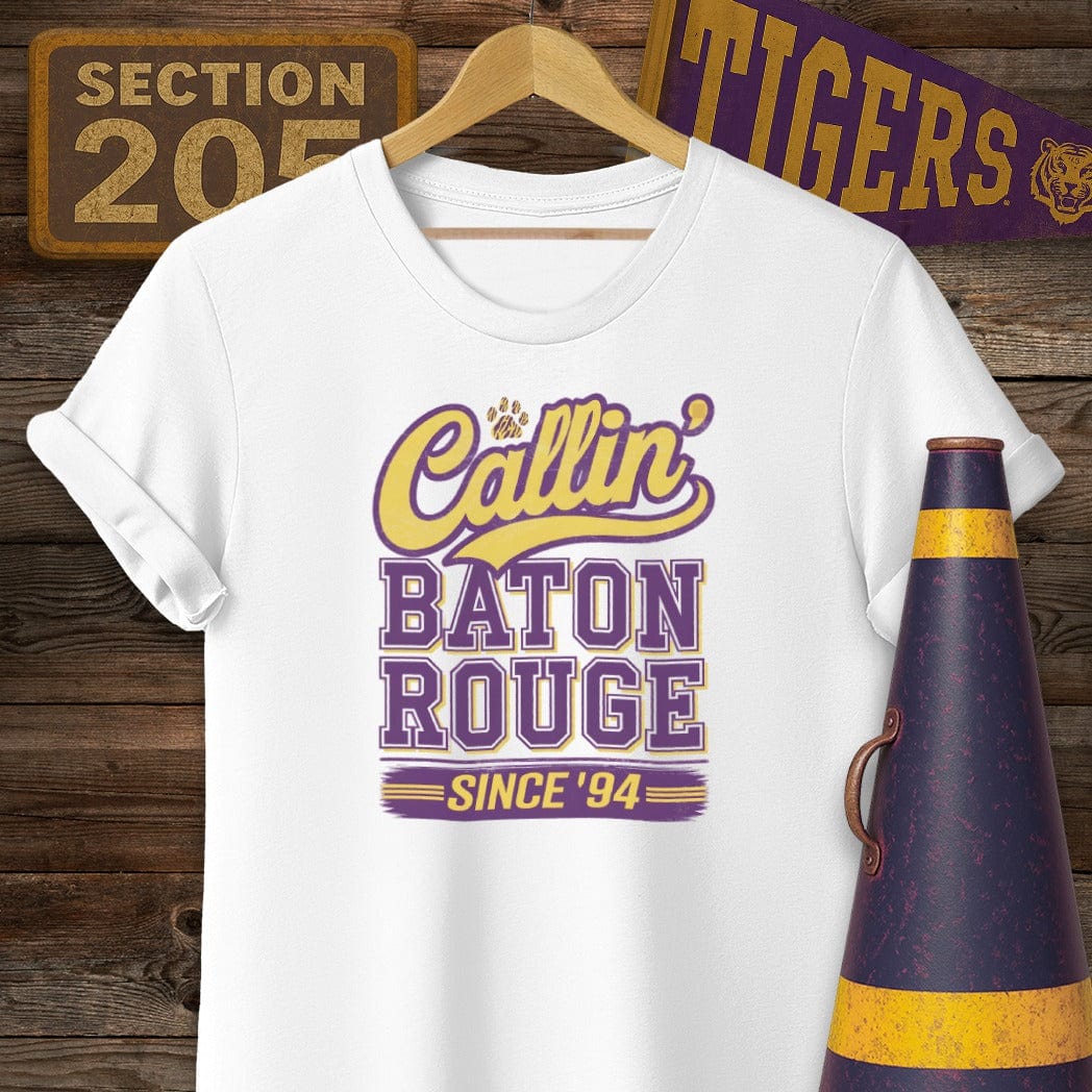 S / White Louisiana Callin' Baton Rouge Game Day T-Shirt by Laissez Faire Wear