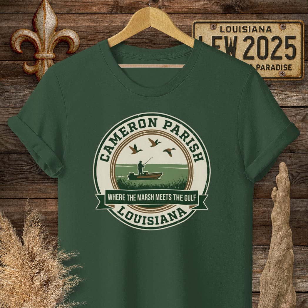 S / Forest Green Louisiana Cameron Parish T-Shirt by Laissez Faire Wear