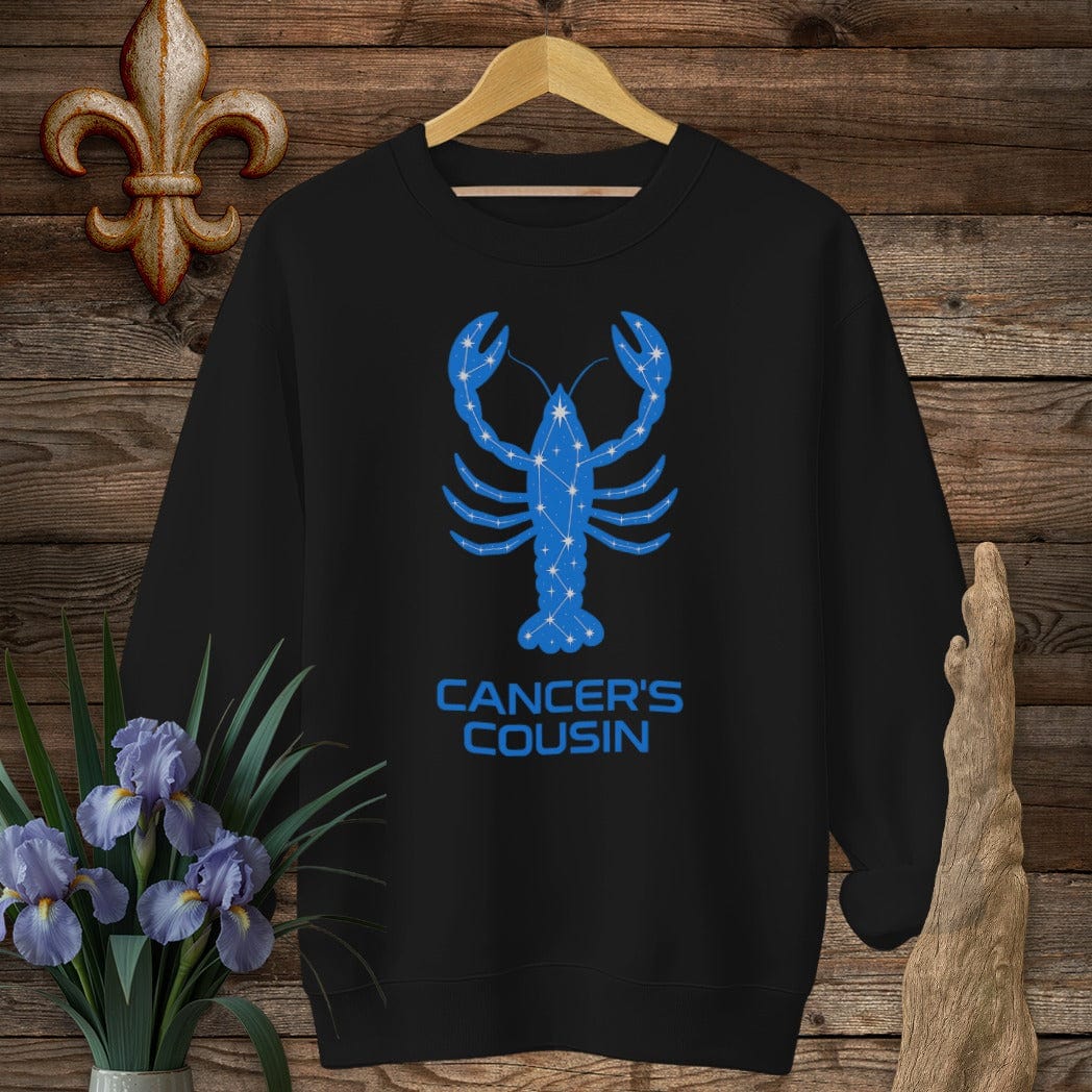 S / Black Louisiana Cancer's Cousin Zodiac Sweatshirt by Laissez Faire Wear