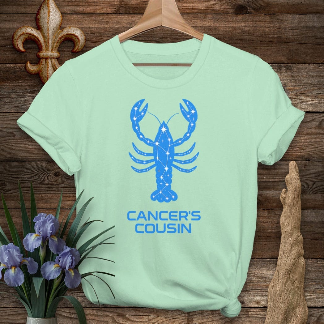 S / Mint Green Louisiana Cancer's Cousin Zodiac T-Shirt by Laissez Faire Wear