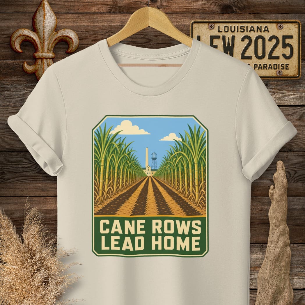 S / Sand Louisiana Cane Row Home T-Shirt by Laissez Faire Wear