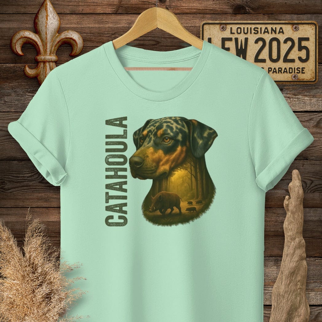 S / Mint Green Louisiana Catahoula Hunting Dog T-Shirt by Laissez Faire Wear