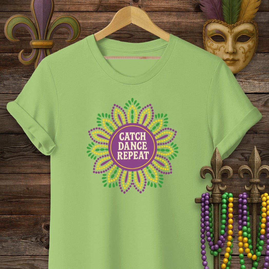 S / Lime Louisiana Catch Dance Repeat Mardi Gras T-Shirt by Laissez Faire Wear