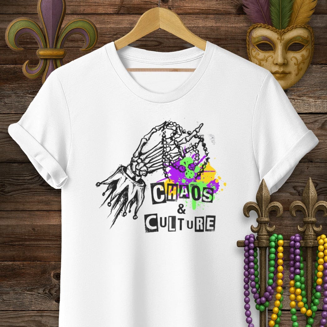 S / White Louisiana Chaos & Culture T-Shirt by Laissez Faire Wear