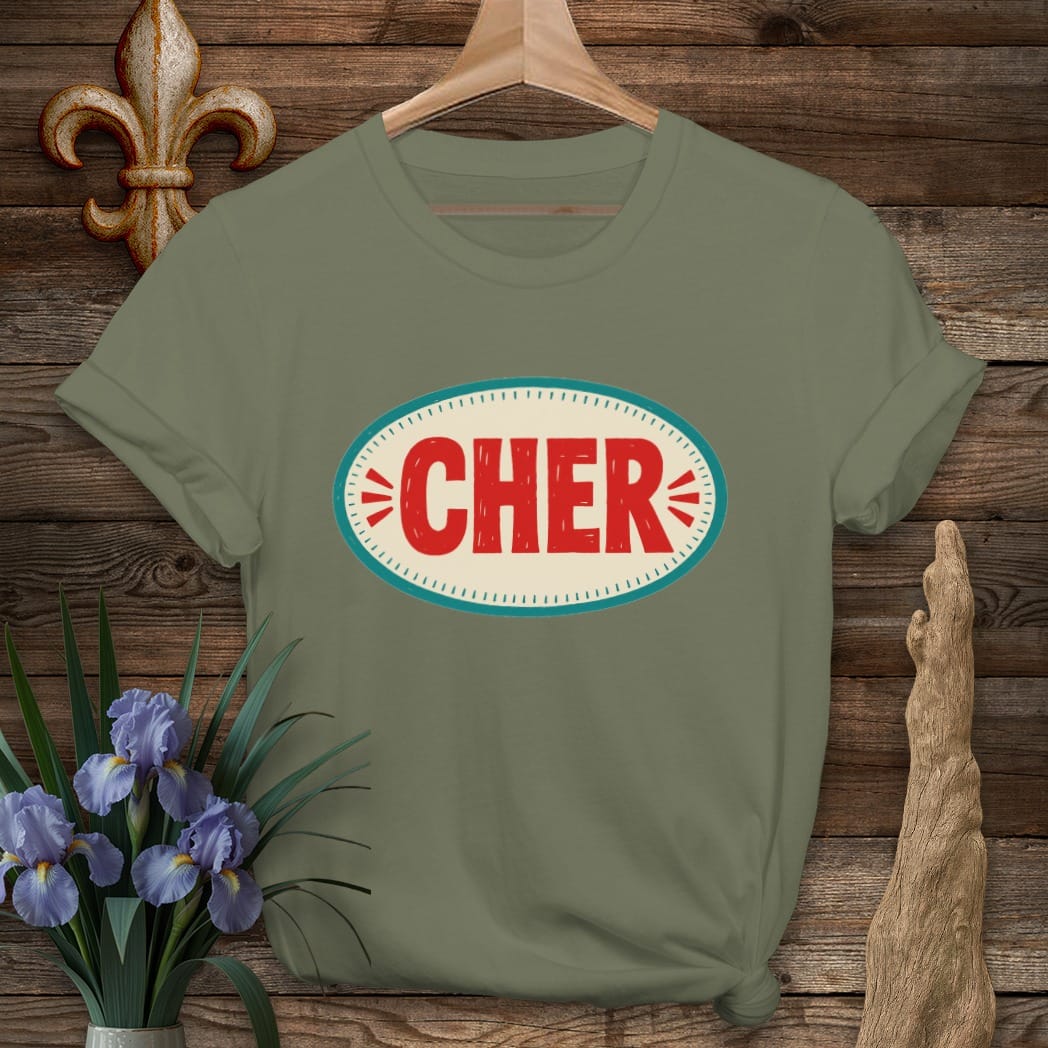 S / Military Green Louisiana Cher Badge T-Shirt by Laissez Faire Wear