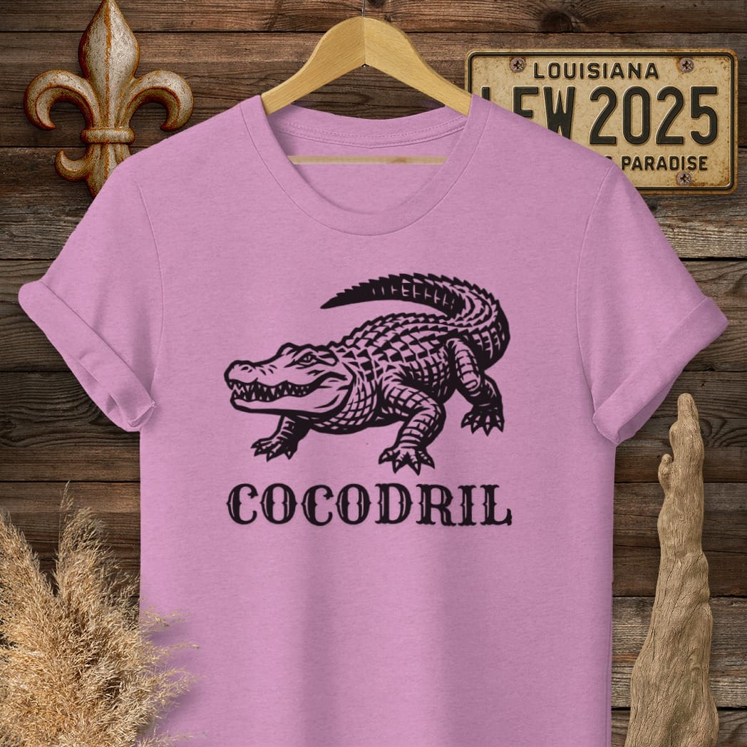 S / Heather Radiant Orchid Louisiana Cocodril T-Shirt by Laissez Faire Wear