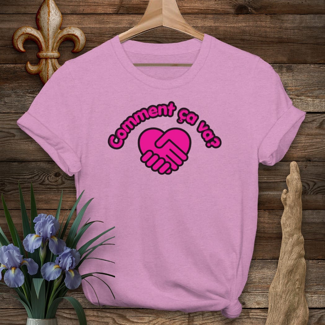 S / Heather Radiant Orchid Louisiana Comment Ca Va? T-Shirt by Laissez Faire Wear