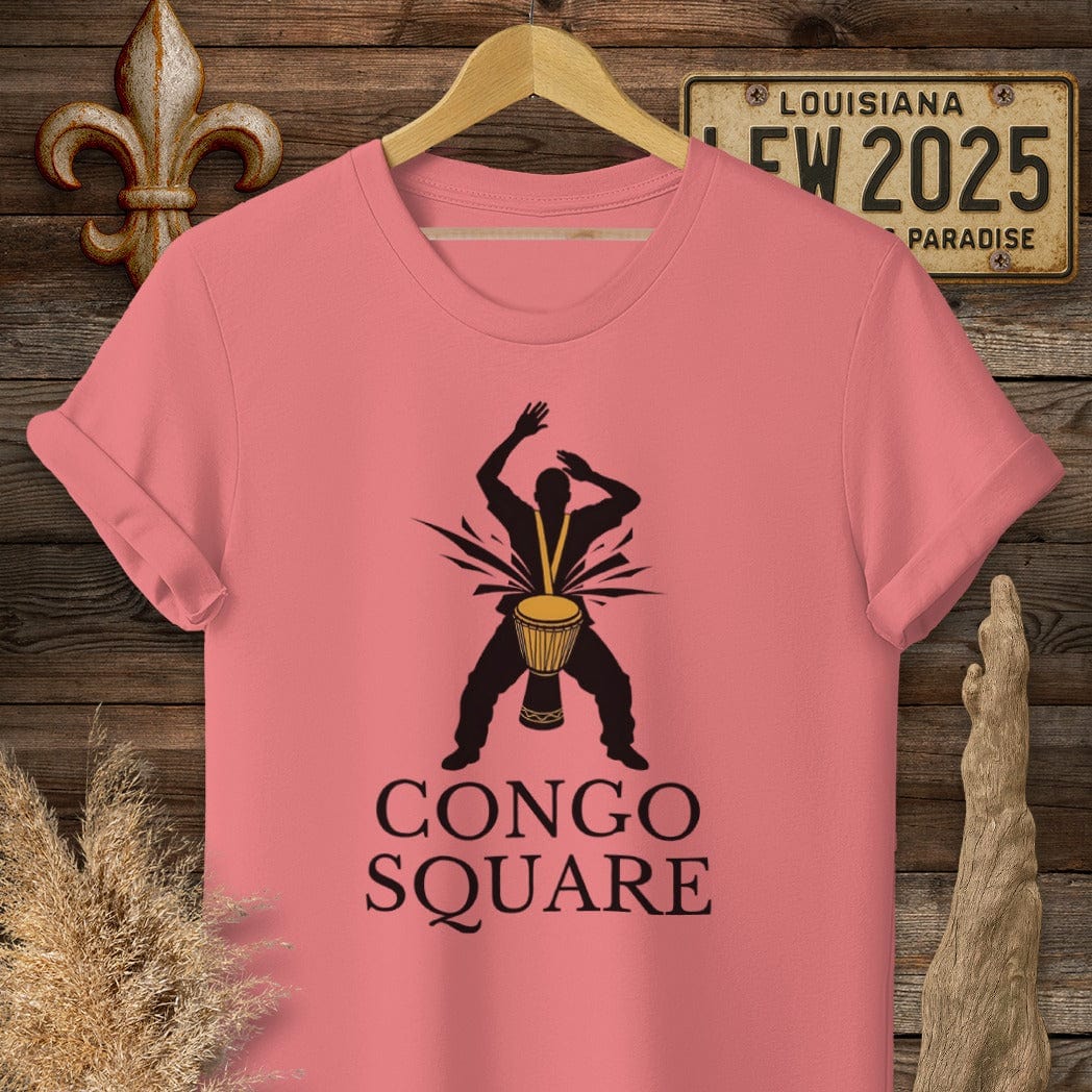S / Coral Silk Louisiana Congo Square T-Shirt by Laissez Faire Wear