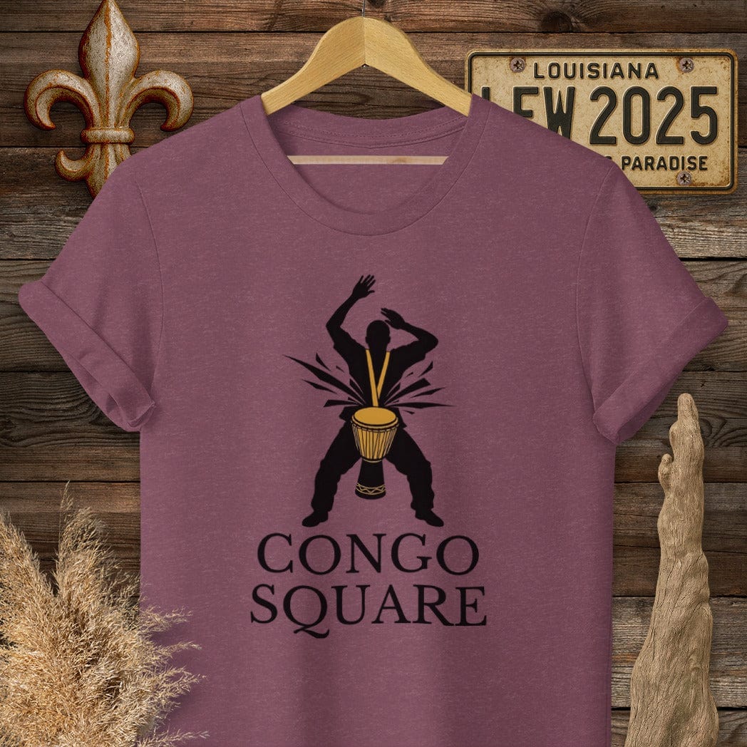 S / Heather Maroon Louisiana Congo Square T-Shirt by Laissez Faire Wear