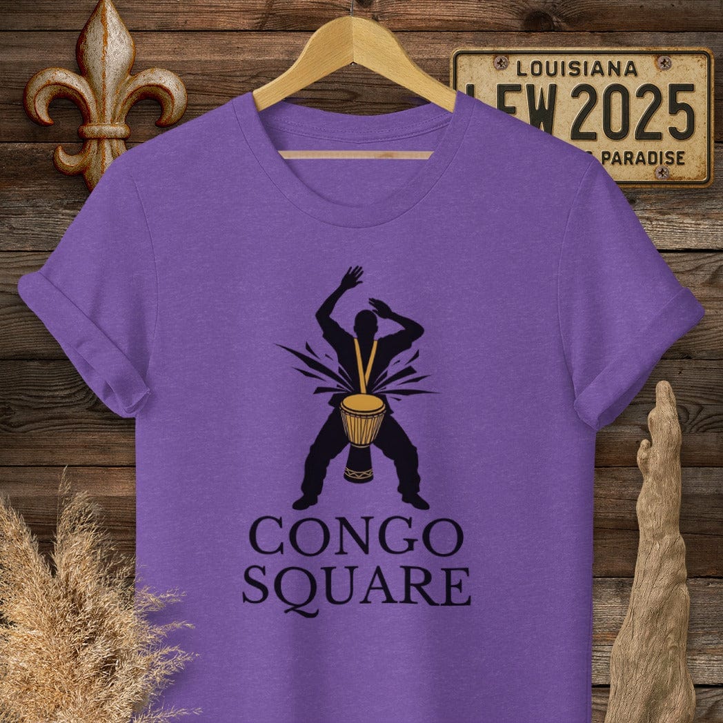 S / Heather Purple Louisiana Congo Square T-Shirt by Laissez Faire Wear