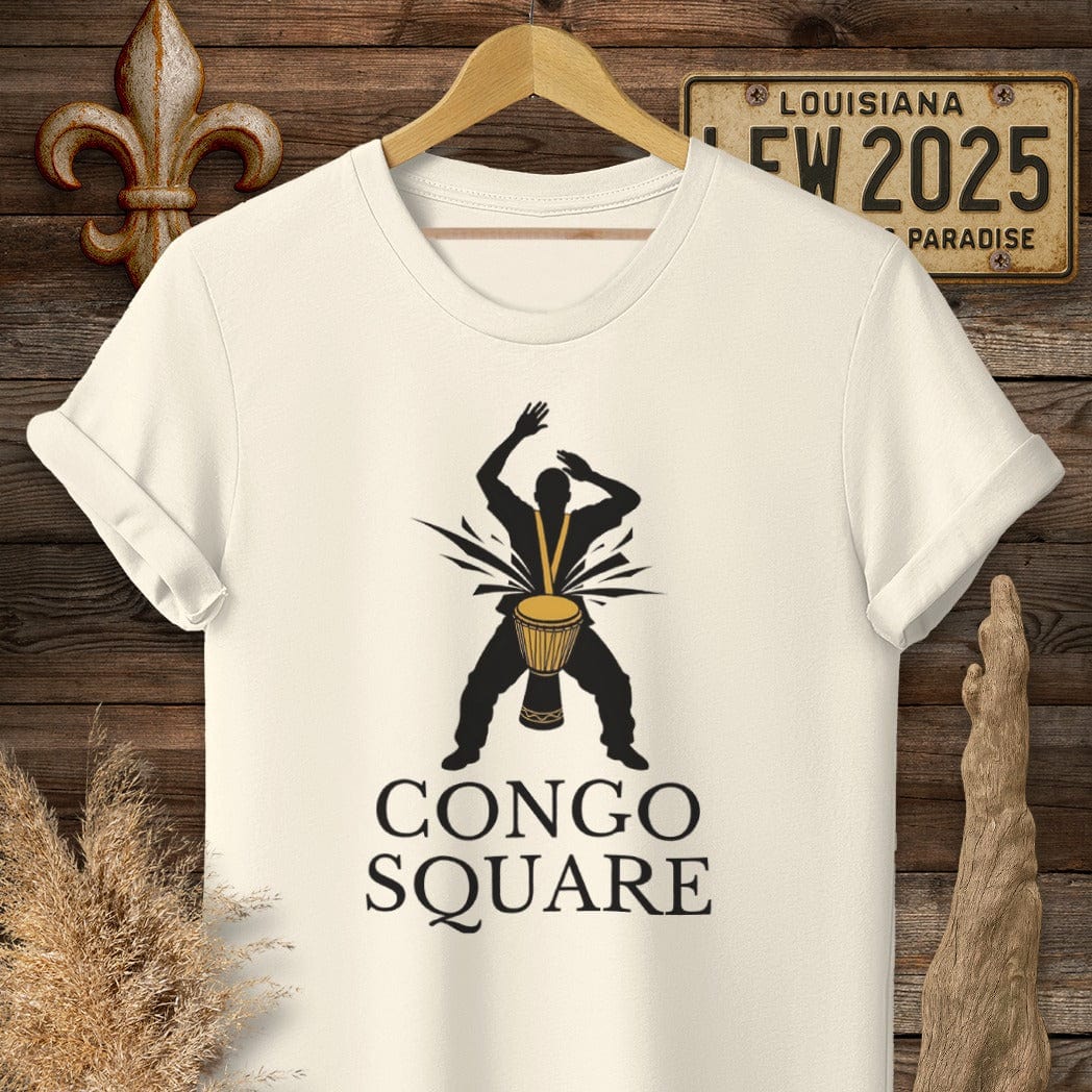 S / Natural Louisiana Congo Square T-Shirt by Laissez Faire Wear