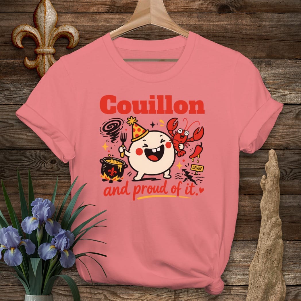 S / Coral Silk Louisiana Couillon Proud T-Shirt by Laissez Faire Wear