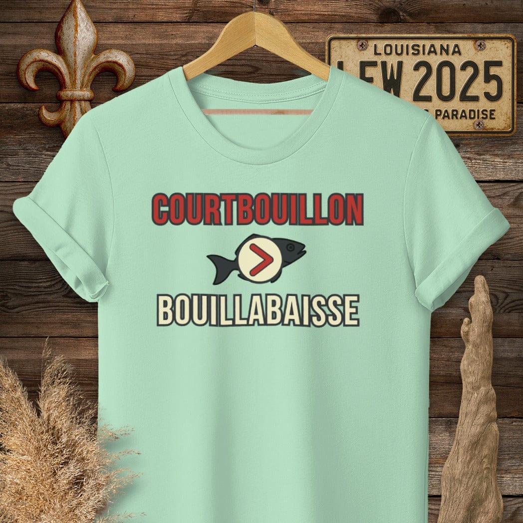 S / Mint Green Louisiana Courtbouillon > Bouillabaisse T-Shirt by Laissez Faire Wear