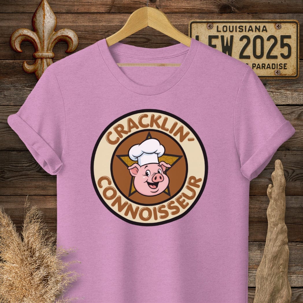 S / Heather Radiant Orchid Louisiana Cracklin Connoisseur T-Shirt by Laissez Faire Wear