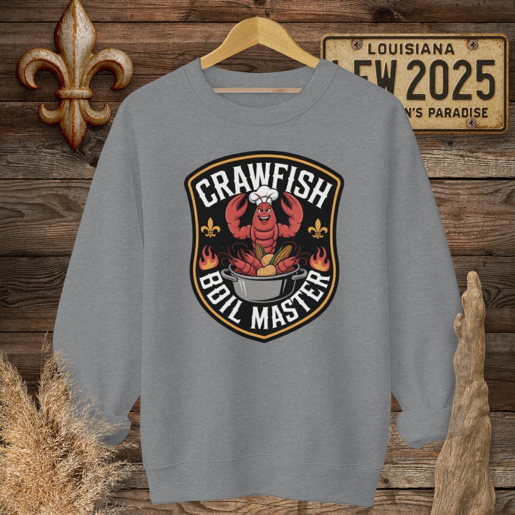 S / Graphite Heather Louisiana Crawfish Boil Master sweatshirt by Laissez Faire Wear