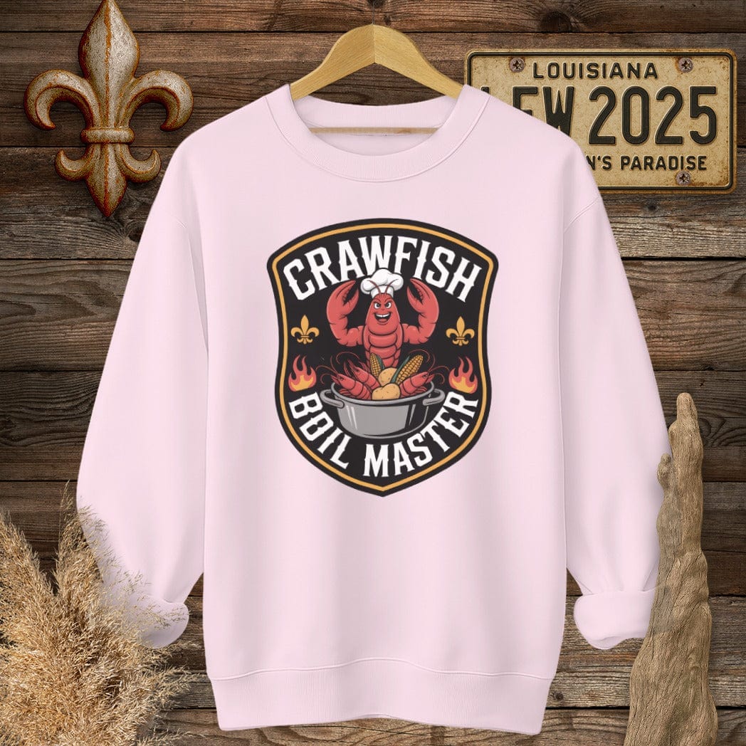 S / Light Pink Louisiana Crawfish Boil Master sweatshirt by Laissez Faire Wear