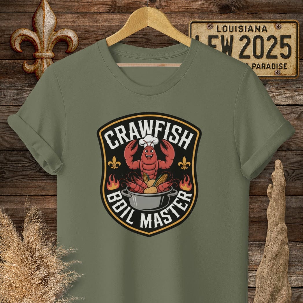 S / Military Green Louisiana Crawfish Boil Master T-Shirt by Laissez Faire Wear