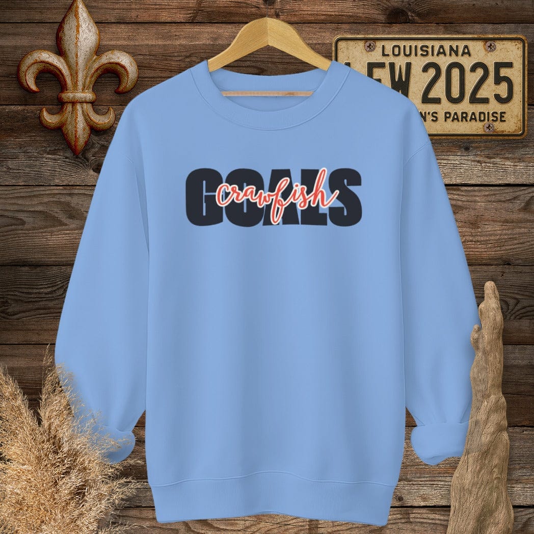 S / Carolina Blue Louisiana Crawfish Goals Sweatshirt by Laissez Faire Wear