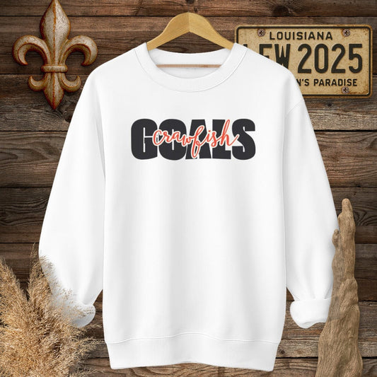 S / White Louisiana Crawfish Goals Sweatshirt by Laissez Faire Wear