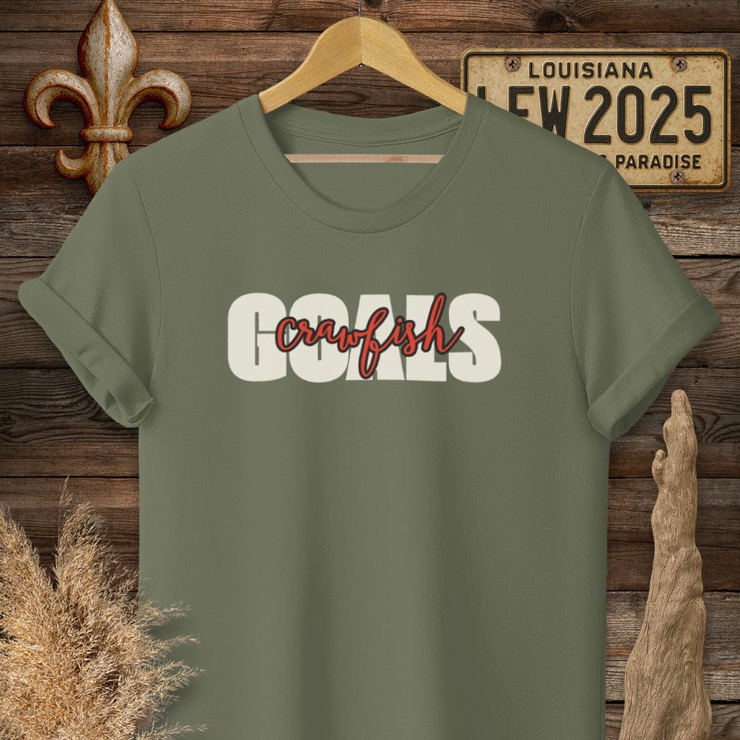 T-Shirt / S / Military Green Louisiana Crawfish Goals T-Shirt by Laissez Faire Wear