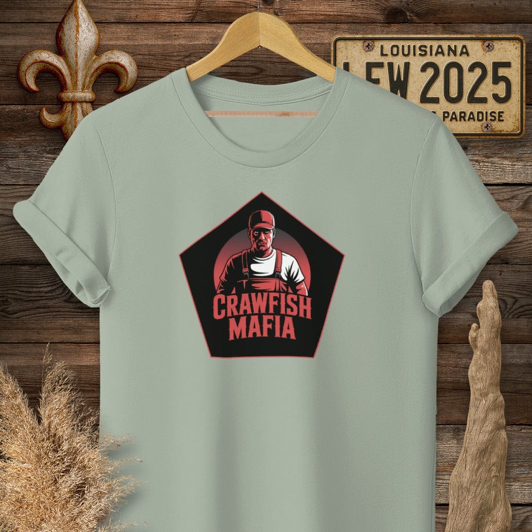 S / Sage Louisiana Crawfish Mafia Cajun T-Shirt by Laissez Faire Wear