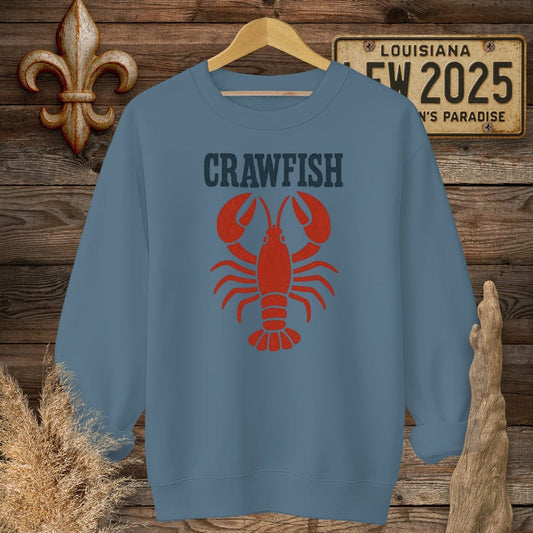 S / Indigo Blue Louisiana Crawfish Minimalist Sweatshirt by Laissez Faire Wear