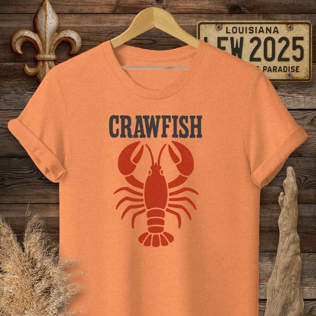 S / Heather Orange Louisiana Crawfish Minimalist T-Shirt by Laissez Faire Wear