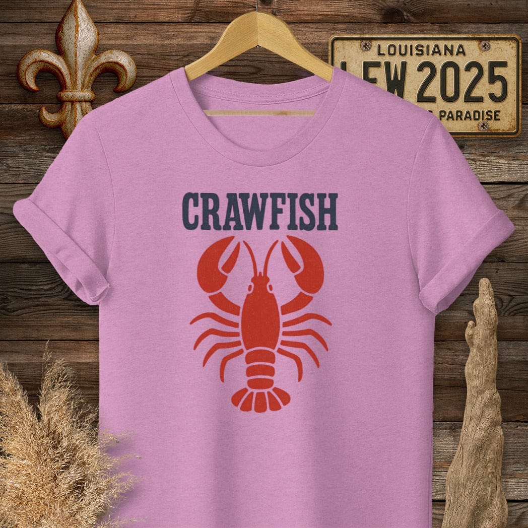 S / Heather Radiant Orchid Louisiana Crawfish Minimalist T-Shirt by Laissez Faire Wear
