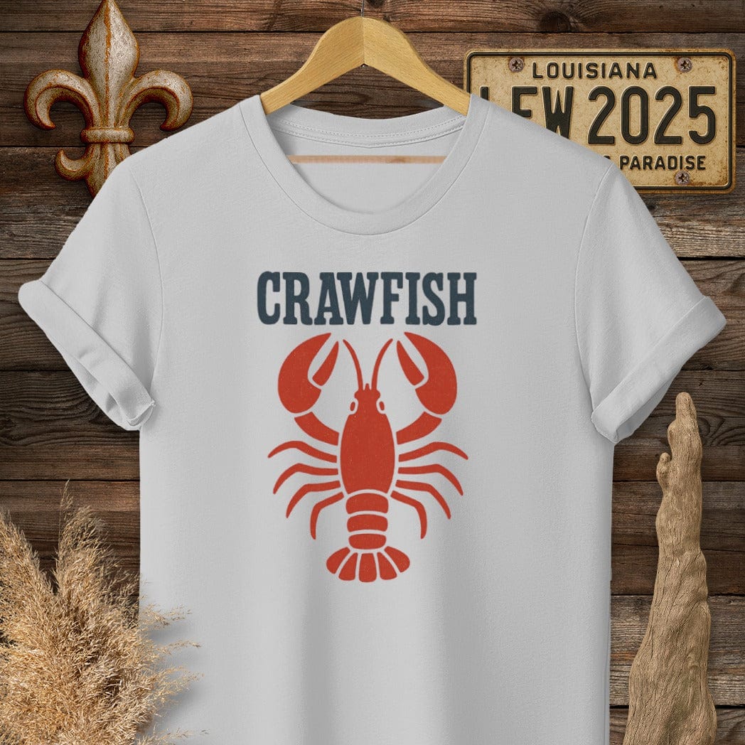 S / Sport Grey Louisiana Crawfish Minimalist T-Shirt by Laissez Faire Wear