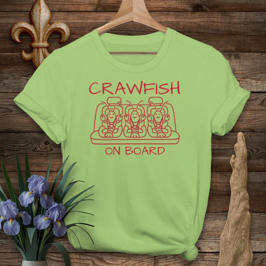 S / Lime Louisiana Crawfish on Board Cute Mom T-Shirt by Laissez Faire Wear