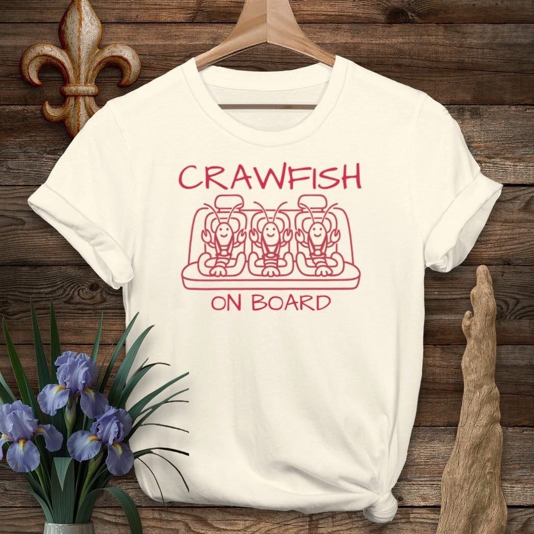 S / Natural Louisiana Crawfish on Board Cute Mom T-Shirt by Laissez Faire Wear