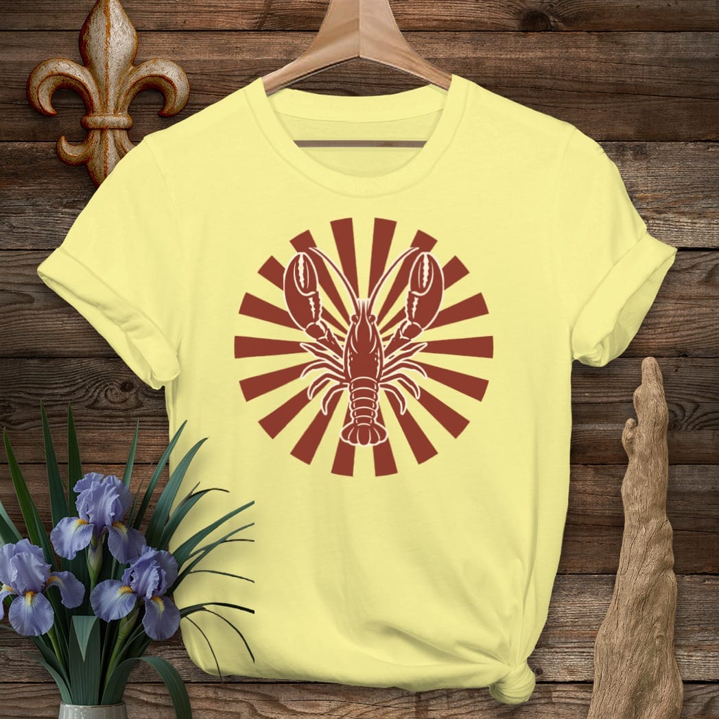 S / Cornsilk Louisiana Crawfish Sun T-Shirt by Laissez Faire Wear