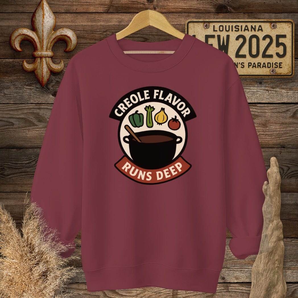 S / Garnet Louisiana Creole Flavor Runs Deep Sweatshirt by Laissez Faire Wear