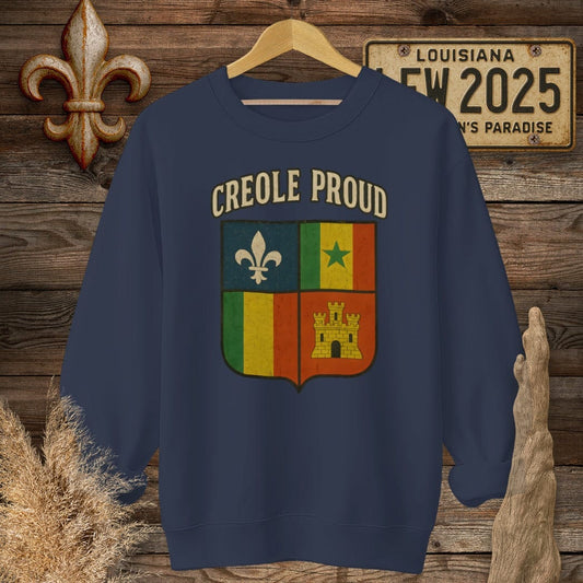 S / Navy Louisiana Creole Proud Sweatshirt by Laissez Faire Wear