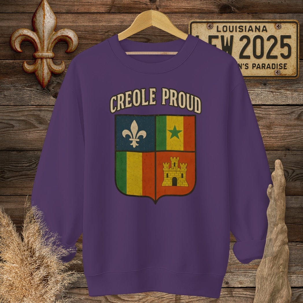 S / Purple Louisiana Creole Proud Sweatshirt by Laissez Faire Wear