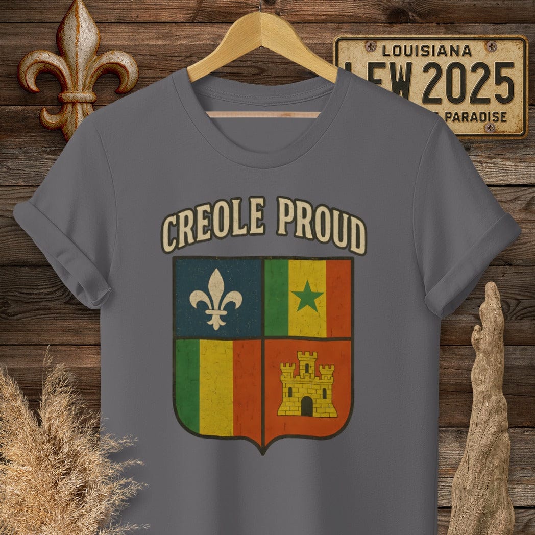 S / Charcoal Louisiana Creole Proud T-Shirt by Laissez Faire Wear