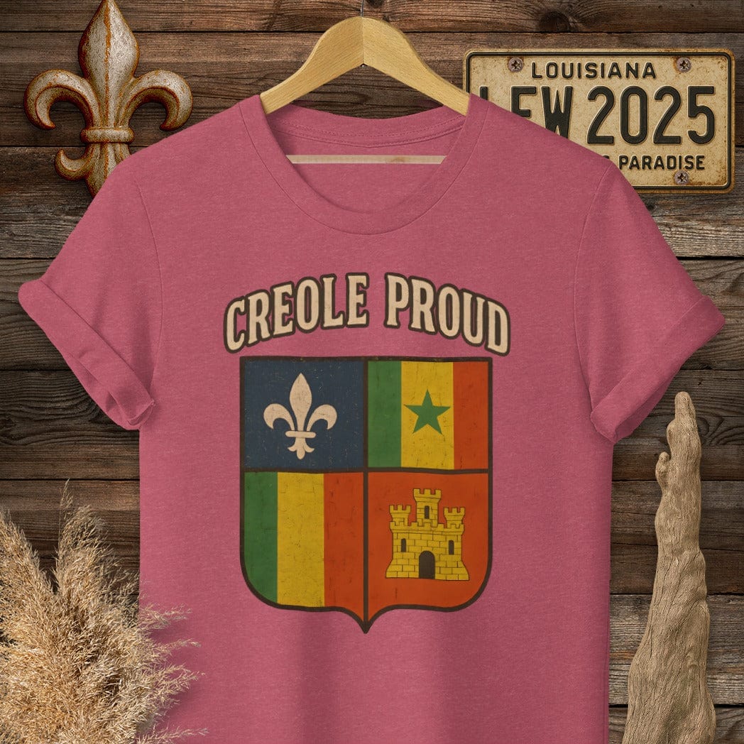 S / Heather Cardinal Louisiana Creole Proud T-Shirt by Laissez Faire Wear