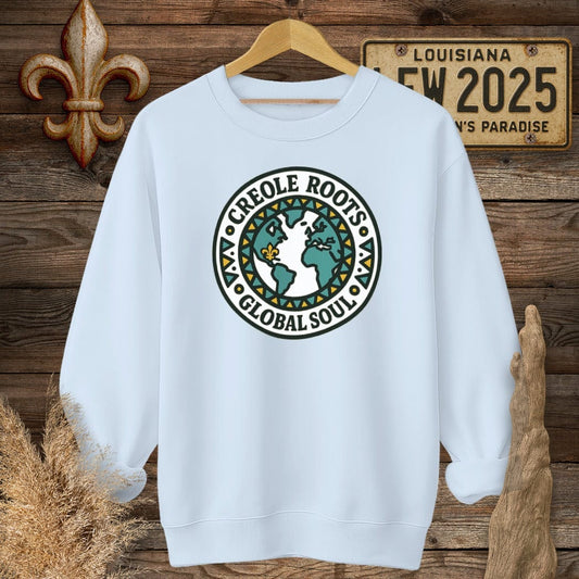 S / Light Blue Louisiana Creole Roots Global Soul Sweatshirt by Laissez Faire Wear