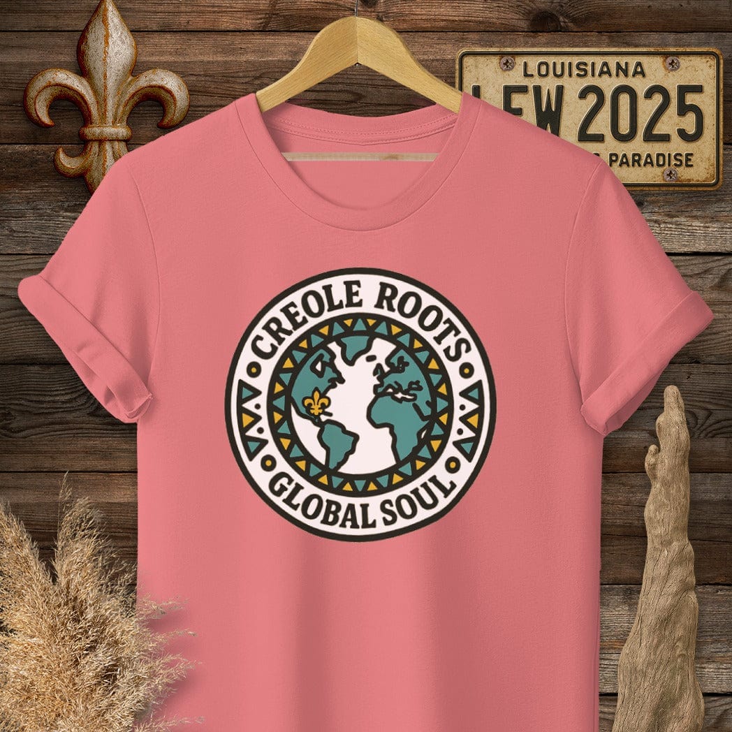 S / Coral Silk Louisiana Creole Roots Global Soul T-Shirt by Laissez Faire Wear