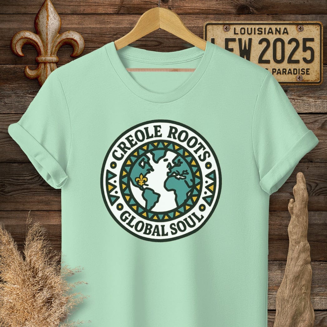 S / Mint Green Louisiana Creole Roots Global Soul T-Shirt by Laissez Faire Wear