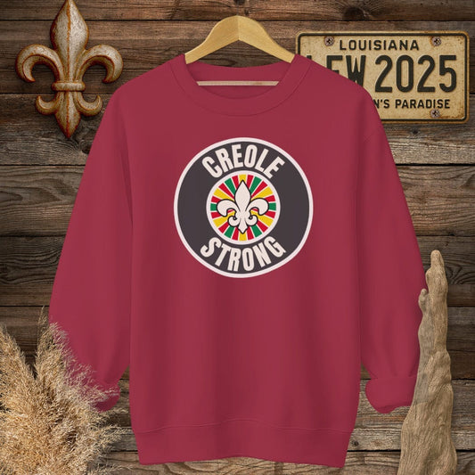 S / Cardinal Red Louisiana Creole Strong Sweatshirt by Laissez Faire Wear