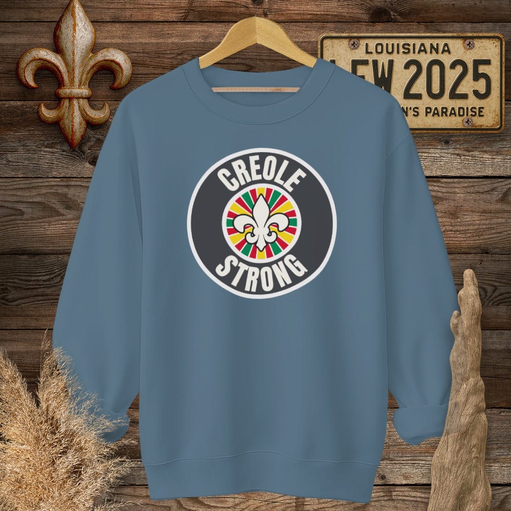 S / Indigo Blue Louisiana Creole Strong Sweatshirt by Laissez Faire Wear