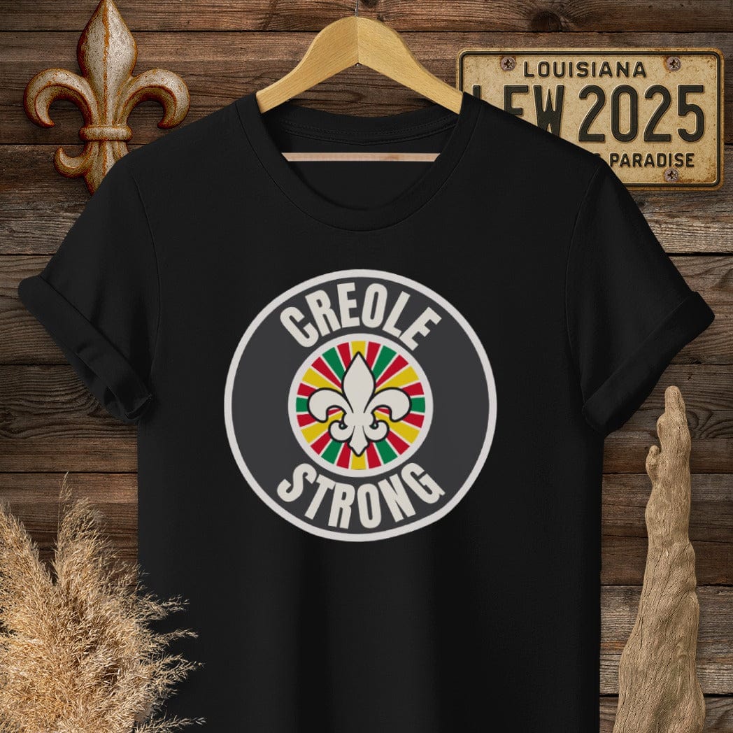 S / Black Louisiana Creole Strong T-Shirt by Laissez Faire Wear