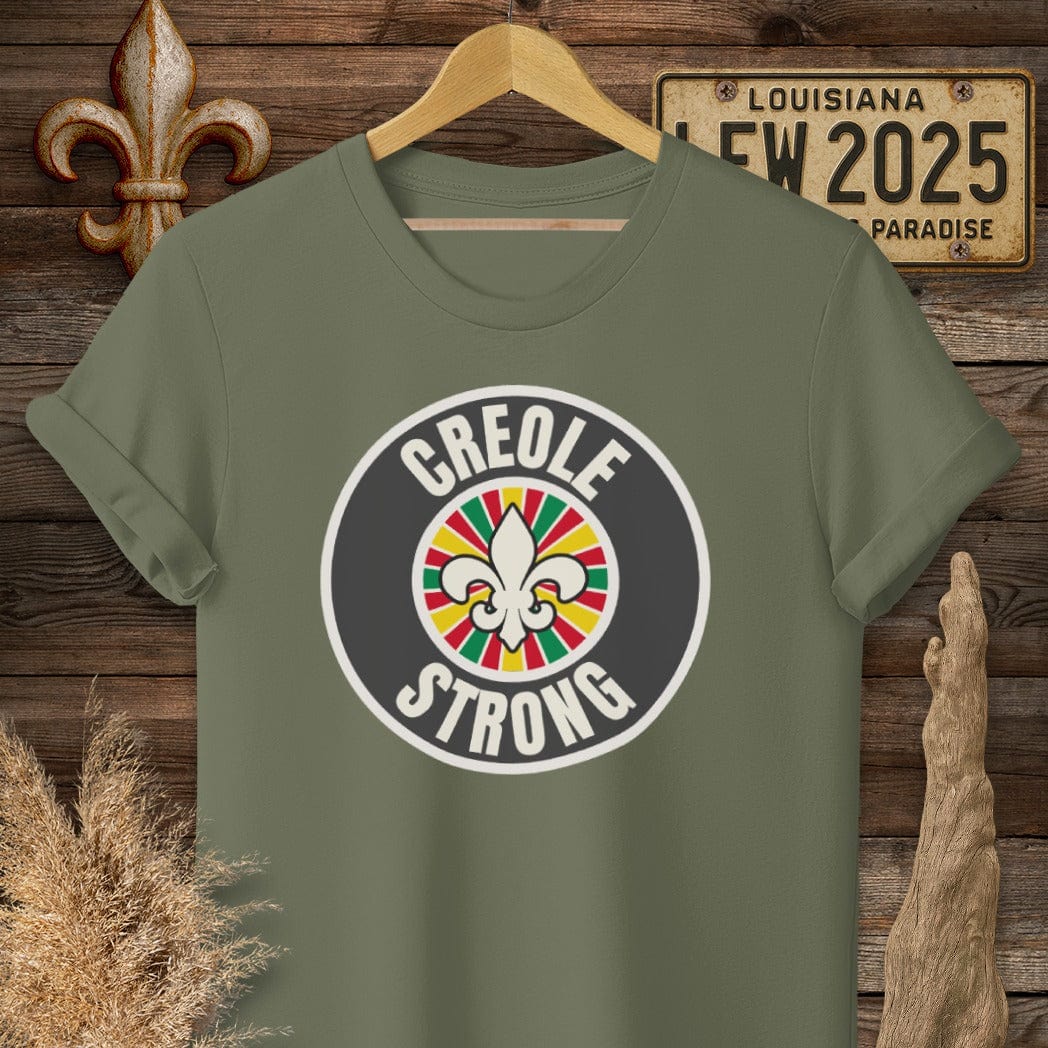 S / Military Green Louisiana Creole Strong T-Shirt by Laissez Faire Wear