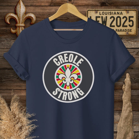 S / Navy Louisiana Creole Strong T-Shirt by Laissez Faire Wear
