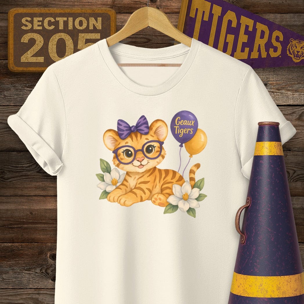 S / Natural Louisiana Cute Kitty - Geaux Tigers Game Day T-Shirt by Laissez Faire Wear