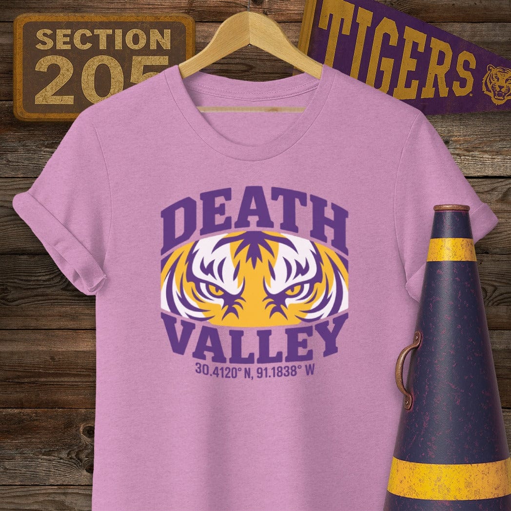 S / Heather Radiant Orchid Louisiana Death Valley Coordinates Game Day T-Shirt by Laissez Faire Wear