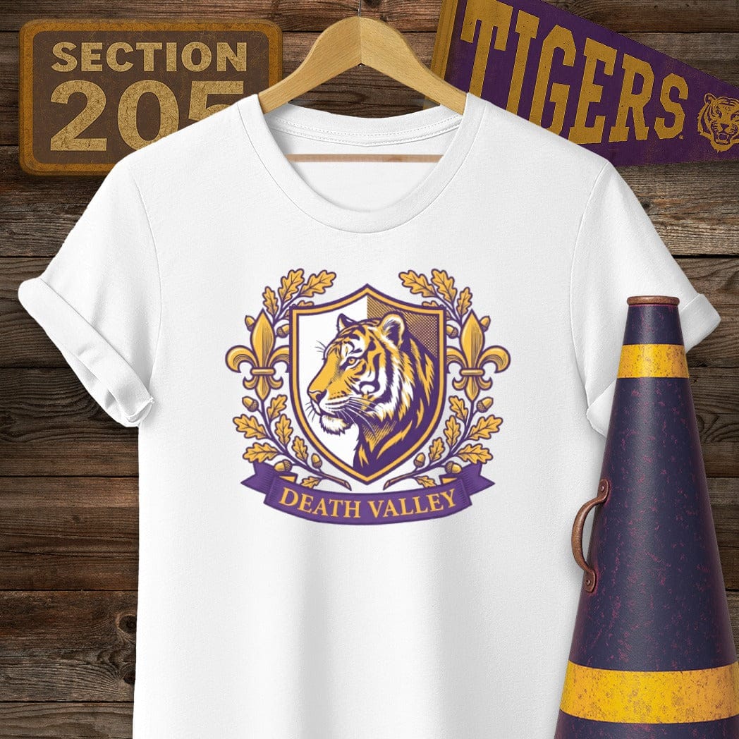 S / White Louisiana Death Valley Shield T-Shirt by Laissez Faire Wear