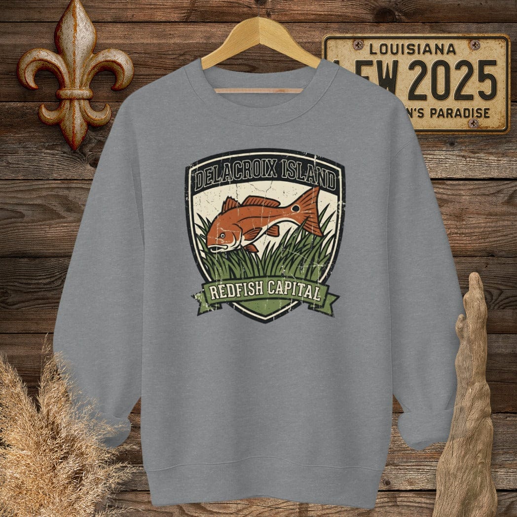 S / Graphite Heather Louisiana Delacroix Sweatshirt by Laissez Faire Wear