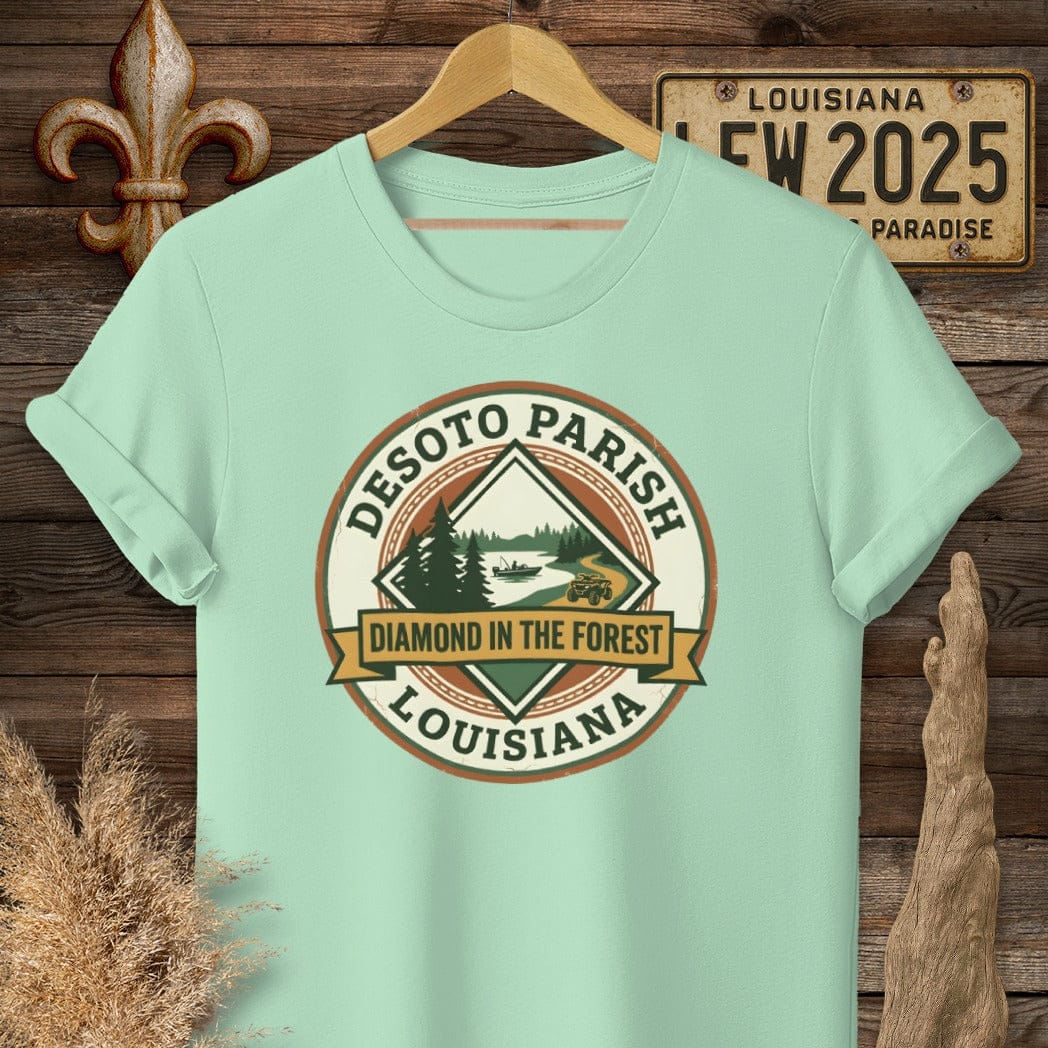 S / Mint Green Louisiana DeSoto Parish T-Shirt by Laissez Faire Wear